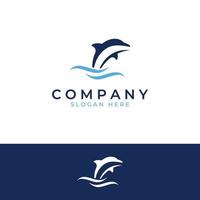 Dolphin logo. Dolphin jumping on the waves of sea or beach. With vector illustration editing.