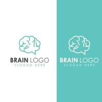 logotipo del cerebro. logotipo del cerebro con combinación de tecnología y células nerviosas de la parte del cerebro, con plantilla de ilustración vectorial de concepto de diseño. vector