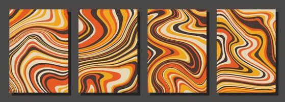 Abstract psychedelic groovy set background. vector