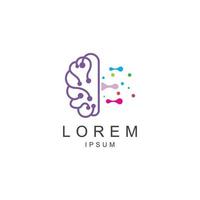 Brain logo. Brain logo with combination of technology and brain part nerve cells, with design concept vector illustration template.