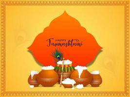 Happy Janmashtami Hindu traditional festival background design vector