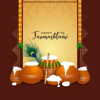 Beautiful Happy janmashtami festival elegant background design vector