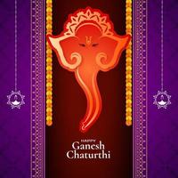 Religious Indian festival Happy Ganesh Chaturthi greeting card design vector