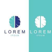 logotipo del cerebro. logotipo del cerebro con combinación de tecnología y células nerviosas de la parte del cerebro, con plantilla de ilustración vectorial de concepto de diseño. vector