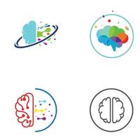 logotipo del cerebro. logotipo del cerebro con combinación de tecnología y células nerviosas de la parte del cerebro, con plantilla de ilustración vectorial de concepto de diseño. vector