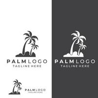 Palm tree logo, palm with waves and sun. Using Illustrator template design editing. vector