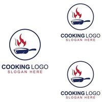 logotipos para utensilios de cocina, ollas, espátulas y cucharas de cocina. utilizando un concepto de diseño de plantilla de ilustración vectorial. vector