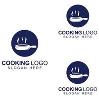 logotipos para utensilios de cocina, ollas, espátulas y cucharas de cocina. utilizando un concepto de diseño de plantilla de ilustración vectorial. vector