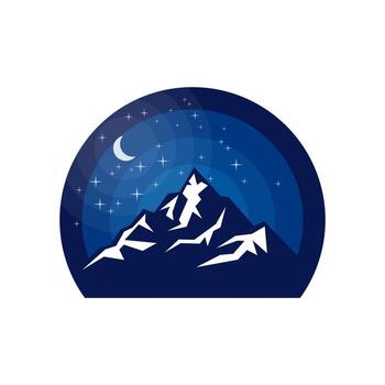 montaña en la ilustración de la noche vector