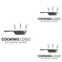 logotipos para utensilios de cocina, ollas, espátulas y cucharas de cocina. utilizando un concepto de diseño de plantilla de ilustración vectorial. vector