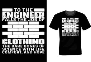 diseño de camiseta de ingeniero civil, vintage, tipografía vector