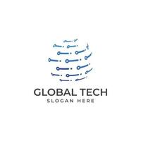 Modern digital tech world logo, global or tech planet, and digital tech protection. Logo with concept vector illustration template.