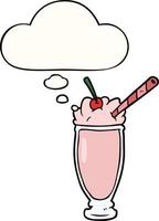 cartoon milkshake and thought bubble vector
