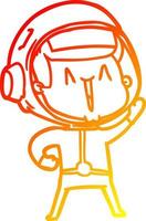 warm gradient line drawing happy cartoon astronaut vector