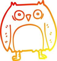 warm gradient line drawing funny cartoon owl vector