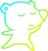 cold gradient line drawing happy cartoon polar bear dancing vector