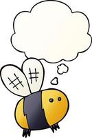 cartoon bee and thought bubble in smooth gradient style vector