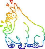arco iris gradiente línea dibujo dibujos animados gritando gorila vector