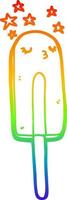 rainbow gradient line drawing cartoon ice lolly vector