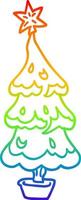 rainbow gradient line drawing cartoon snowy christmas tree vector