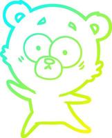 cold gradient line drawing anxious bear cartoon vector