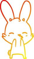 warm gradient line drawing curious bunny cartoon vector