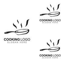 logotipos para utensilios de cocina, ollas, espátulas y cucharas de cocina. utilizando un concepto de diseño de plantilla de ilustración vectorial. vector