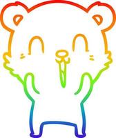 rainbow gradient line drawing happy cartoon bear vector