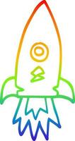 rainbow gradient line drawing cartoon space rocket vector