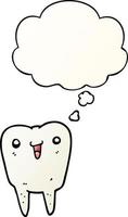 cartoon tooth and thought bubble in smooth gradient style vector