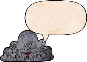 cute cartoon cloud and speech bubble in retro texture style vector