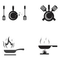 logotipos para utensilios de cocina, ollas, espátulas y cucharas de cocina. utilizando un concepto de diseño de plantilla de ilustración vectorial. vector