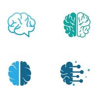 logotipo del cerebro. logotipo del cerebro con combinación de tecnología y células nerviosas de la parte del cerebro, con plantilla de ilustración vectorial de concepto de diseño. vector