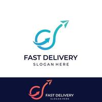 Logistics company vector logo, arrow icon logo, fast digital delivery logo. Using simple and easy logo vector editing.