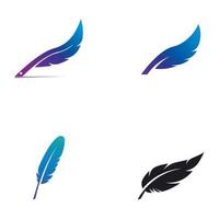 feather pen write sign logo template app icons vector