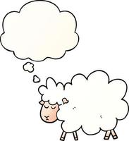 caricatura, ovejas, y, pensamiento, burbuja, en, suave, gradiente, estilo vector