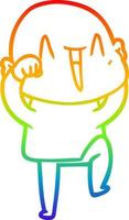 rainbow gradient line drawing happy cartoon bald man vector