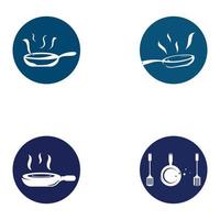 logotipos para utensilios de cocina, ollas, espátulas y cucharas de cocina. utilizando un concepto de diseño de plantilla de ilustración vectorial. vector