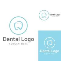 logotipo dental, logotipo para la salud dental y logotipo para el cuidado dental. usando un concepto de diseño de vector de ilustración de plantilla