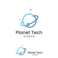 Modern digital tech world logo, global or tech planet, and digital tech protection. Logo with concept vector illustration template.