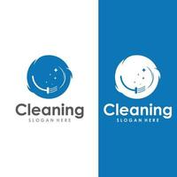 Cleaning logo, cleaning protection logo and house cleaning logo.With a template illustration vector design concept.