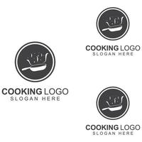 logotipos para utensilios de cocina, ollas, espátulas y cucharas de cocina. utilizando un concepto de diseño de plantilla de ilustración vectorial. vector