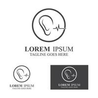 ilustración de la plantilla de diseño del vector del logotipo del icono del sentido de la audición o del oído