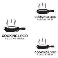 logotipos para utensilios de cocina, ollas, espátulas y cucharas de cocina. utilizando un concepto de diseño de plantilla de ilustración vectorial. vector