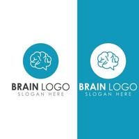 logotipo del cerebro. logotipo del cerebro con combinación de tecnología y células nerviosas de la parte del cerebro, con plantilla de ilustración vectorial de concepto de diseño. vector