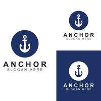 Logo and anchor symbol design vector illustration template.