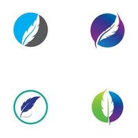 feather pen write sign logo template app icons vector