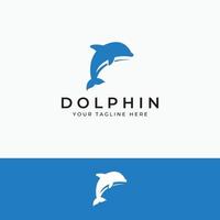 Dolphin logo. Dolphin jumping on the waves of sea or beach. With vector illustration editing.