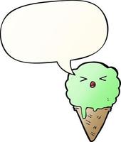 cartoon ice cream and speech bubble in smooth gradient style vector