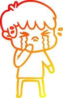 warm gradient line drawing cartoon boy crying vector